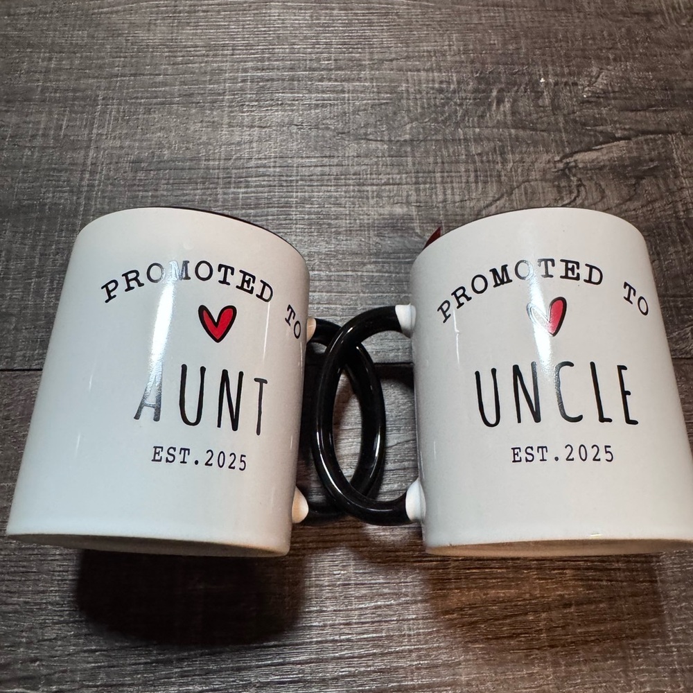 Promoted to Aunt and Uncle White Mugs
